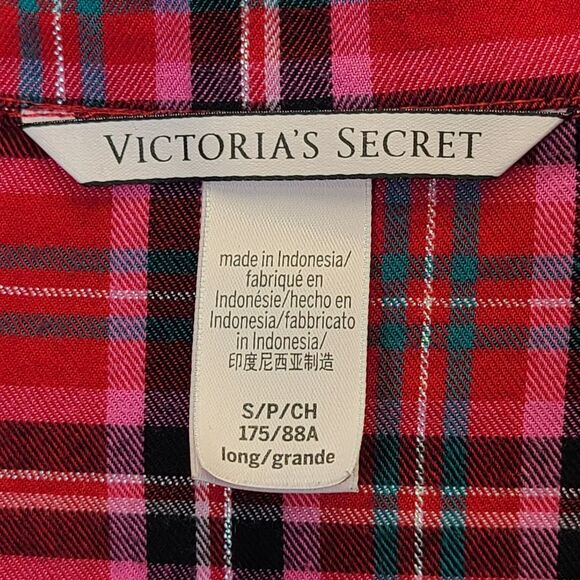 Victoria's Secret Red Plaid Long Sleeve Button Up Pajama Top S - Picture 12 of 14